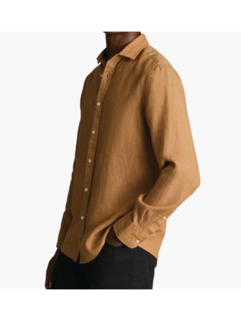 Charles Tyrwhitt Gold Pure Linen Slim Fit Shirt Men Size Medium NWT Long Sleeve